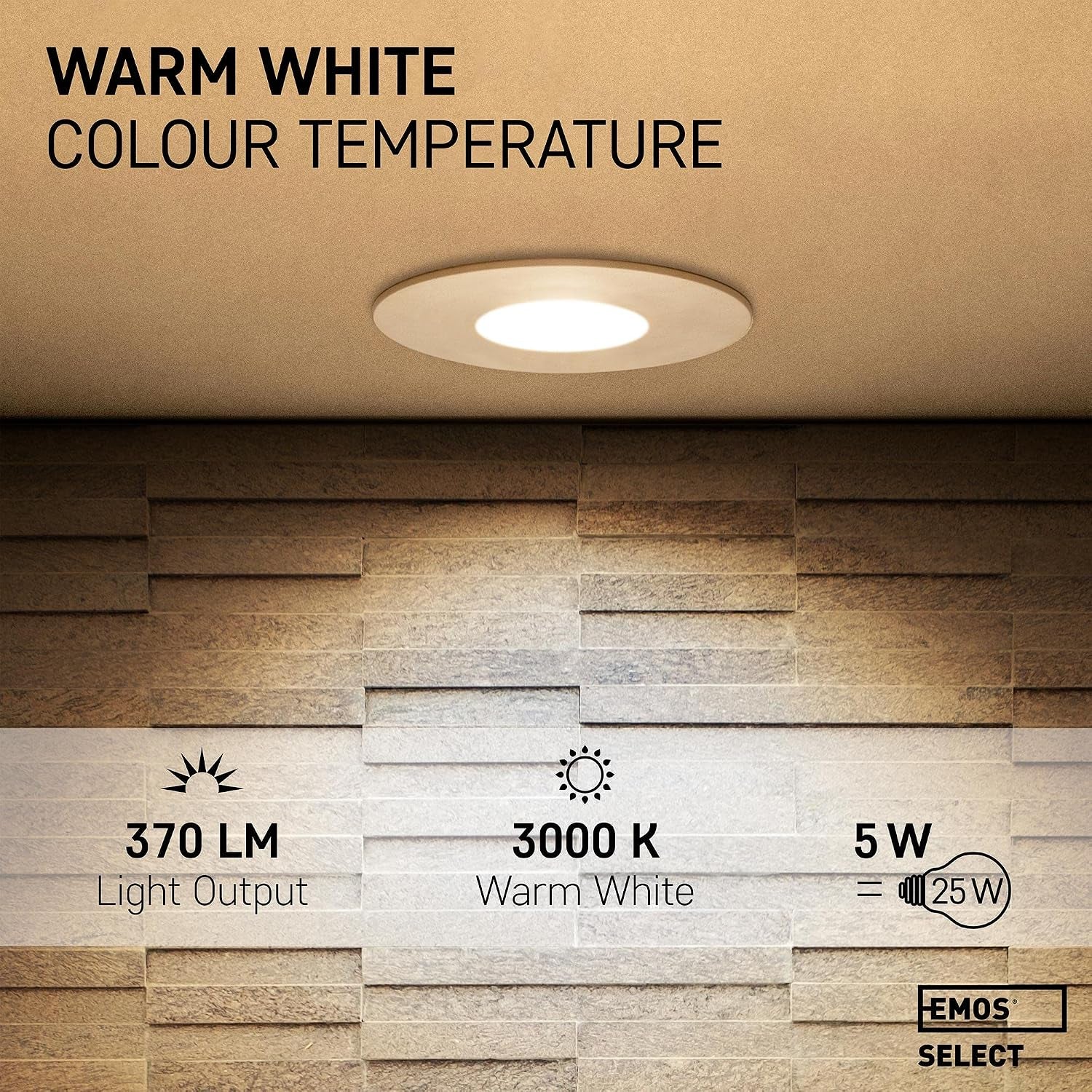 Bathroom Spot Lights Ceiling LED Waterproof IP44 | Spotlight 5W, 370Lm, 3000K Warm White, 220-240V Powered | Pack of 12 Recessed LED Downlights Ceiling for Outdoor Hallway, Soffit Etc., White