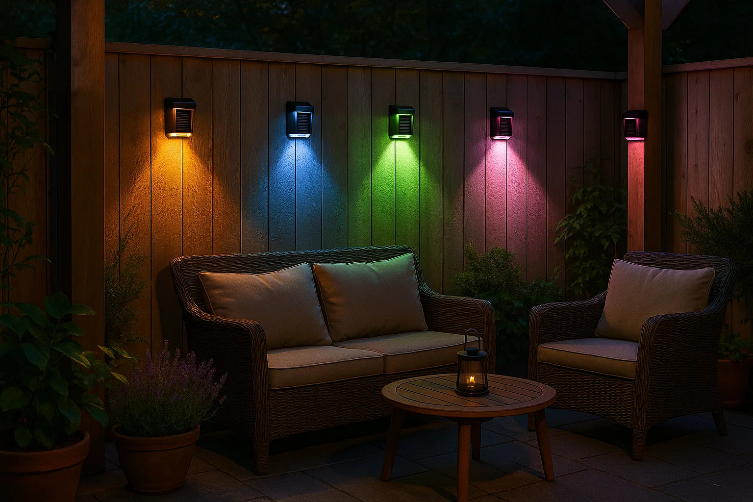 4X Colourful Solar Fence Lights – LED Outdoor Garden Lamps