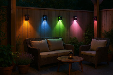 4X Colourful Solar Fence Lights – LED Outdoor Garden Lamps