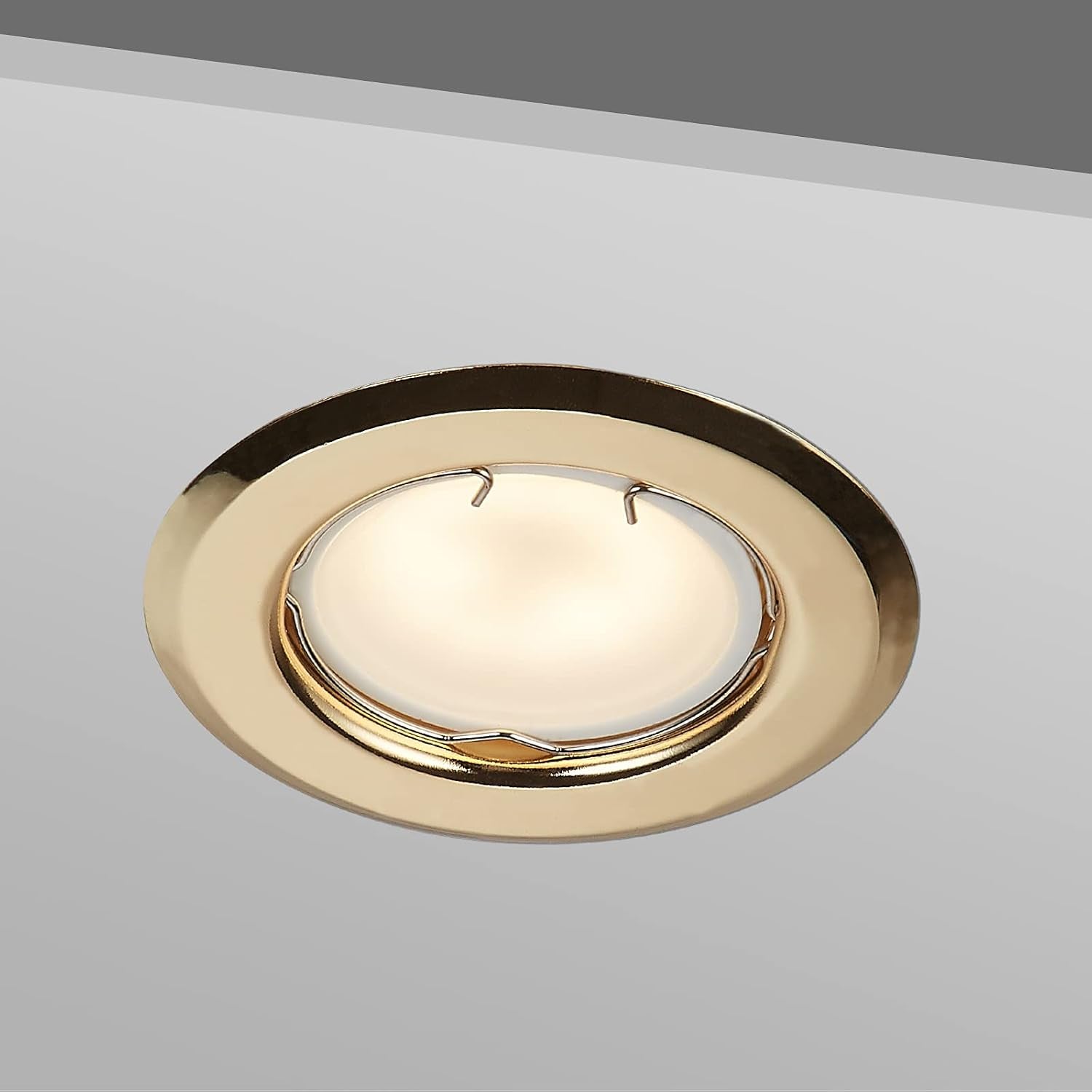 Flat LED Recessed Spotlight Ultra Flat Gold with LED Spot Module 230V I 3 W 320 Lumen I 120° Beam Angle I Dimmable I 55Mm Cut Out I Recessed Light round (Pack of 3 - Warm White)