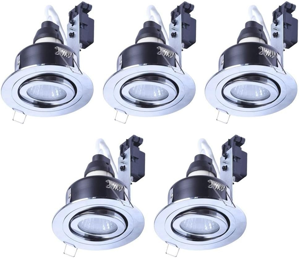 Circular IP65 Recessed Downlights, Matte White | Pack of 2, Bathroom, Tiltable, GU10