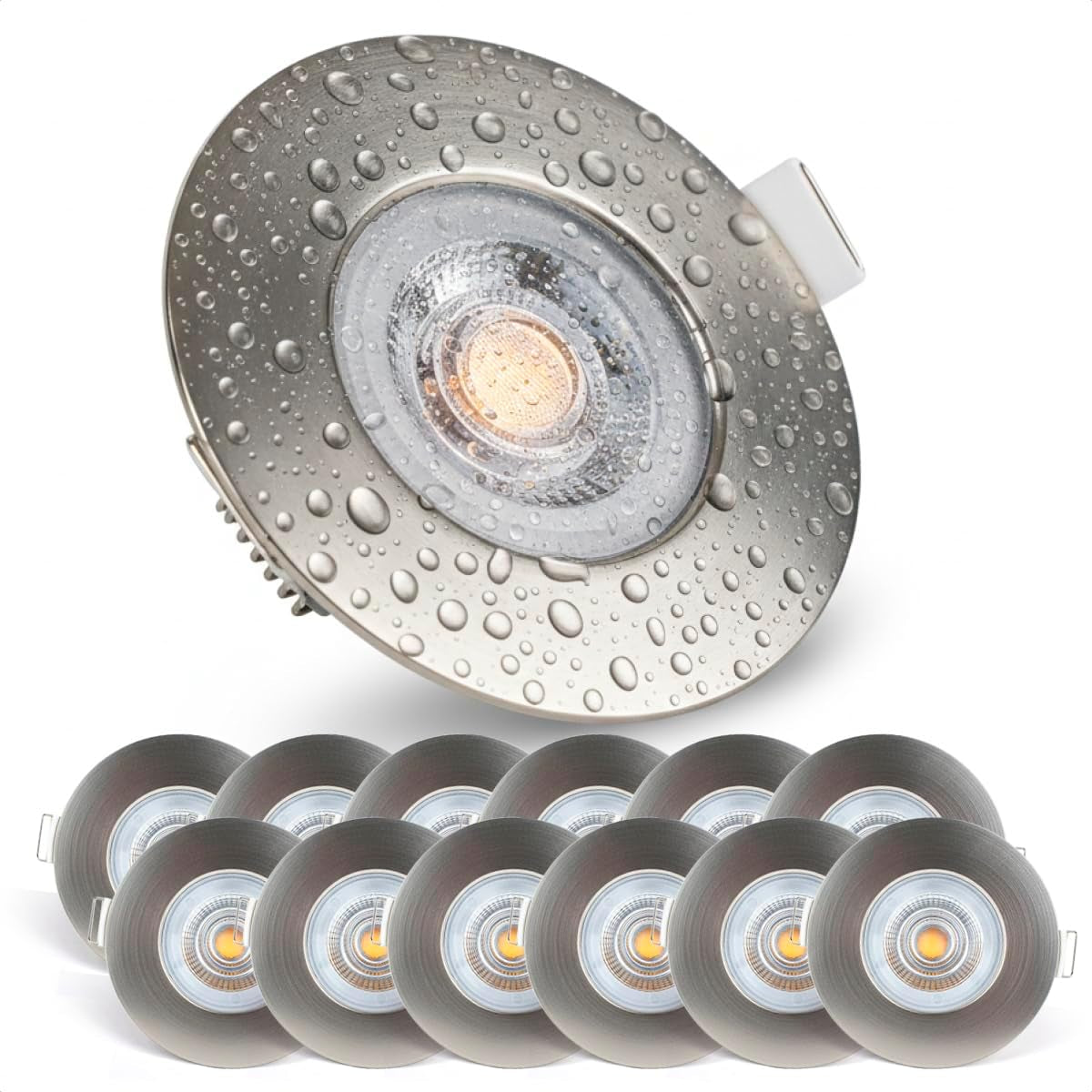 Bathroom Spot Lights Ceiling LED Waterproof IP44 | Spotlight 5W, 370Lm, 3000K Warm White, 220-240V Powered | Pack of 12 Recessed LED Downlights Ceiling for Outdoor Hallway, Soffit Etc., White