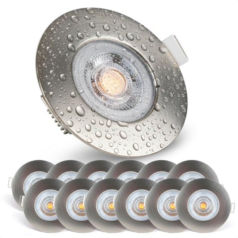Bathroom Spot Lights Ceiling LED Waterproof IP44 | Spotlight 5W, 370Lm, 3000K Warm White, 220-240V Powered | Pack of 12 Recessed LED Downlights Ceiling for Outdoor Hallway, Soffit Etc., White