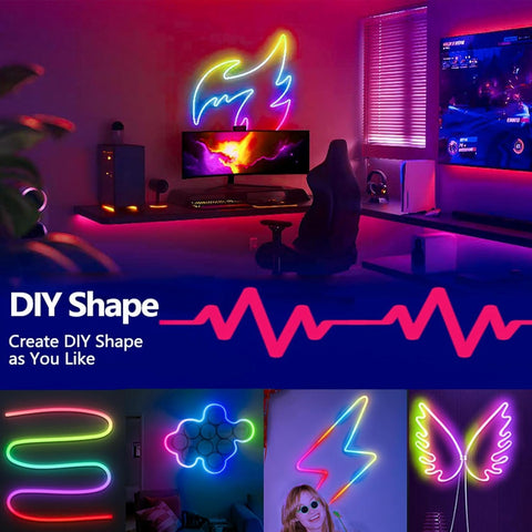 15M Neon Rope Light, Ws2811 RGB+IC Flexible Led Lights Control with App/Remote, Chase Mode, IP65 Outdoor Waterproof, Music Sync Light Strip for Bedroom