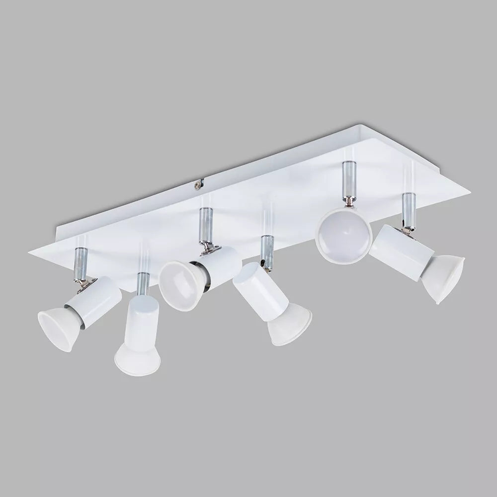 6 Way Ceiling Spot Light Fitting LED GU10 Adjustable Kitchen Spotlight Bar Lamp