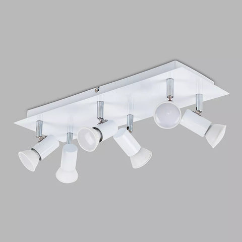 6 Way Ceiling Spot Light Fitting LED GU10 Adjustable Kitchen Spotlight Bar Lamp