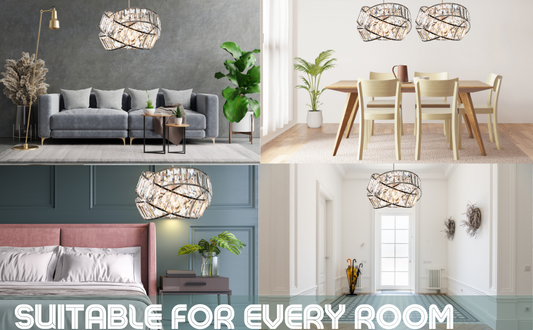 Modern Chrome Light Shade with Clear Acrylic Crystals, Lampshades for Ceiling Lights, Interwoven Rings Pendant Light Shade, Lamp Shades for Bedroom, Living Room, Kitchen, Hallway