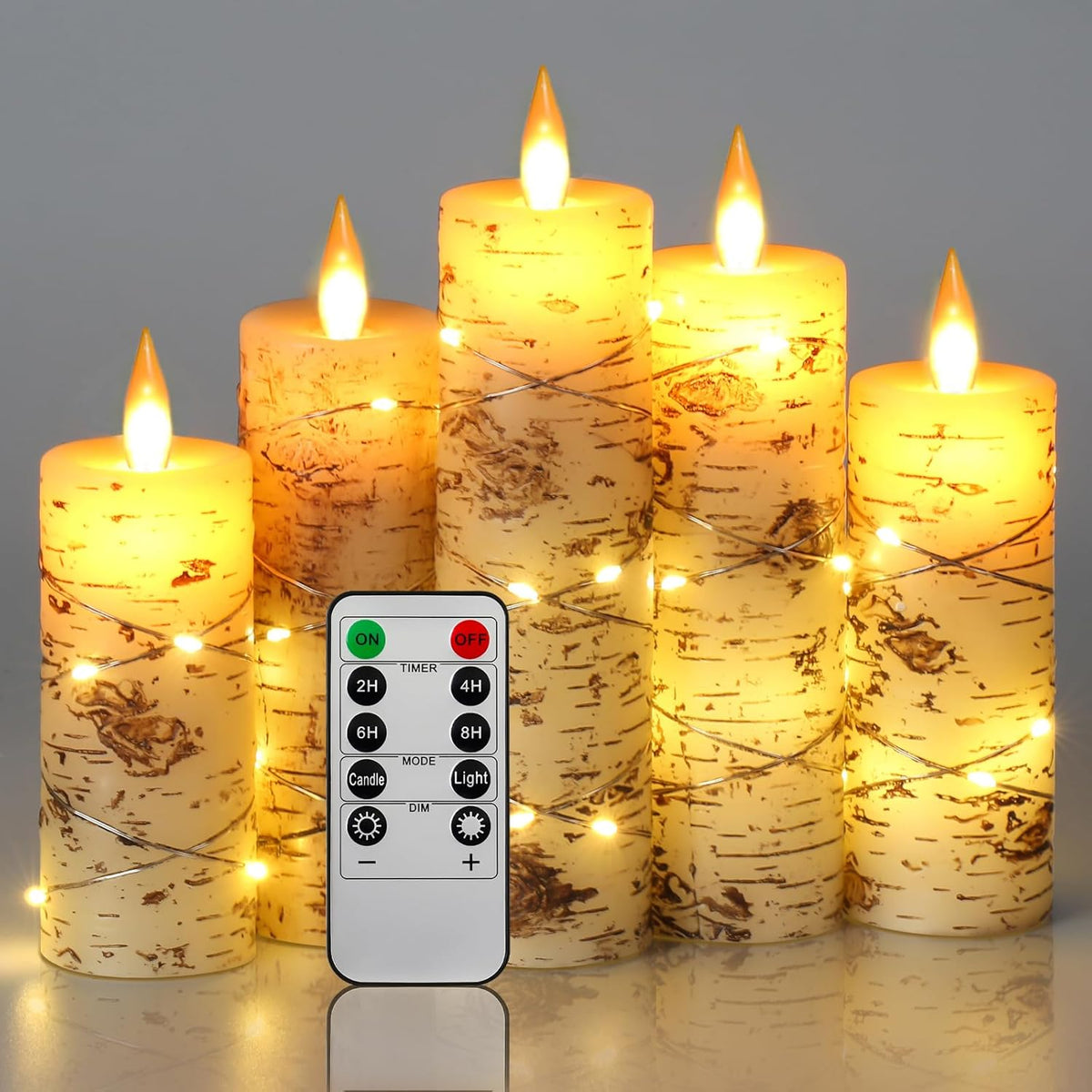 birch bark flameless led candles