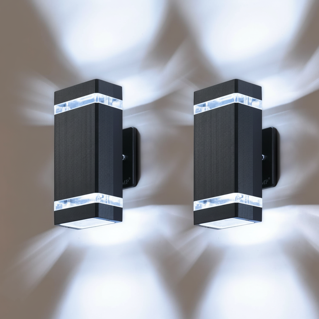 Modern Black Up & Down Outdoor Wall Light – Weatherproof Garden & Patio Lighting – GU10 Bulbs, Waterproof – Energy-Efficient Exterior Wall Lamp for UK Homes
