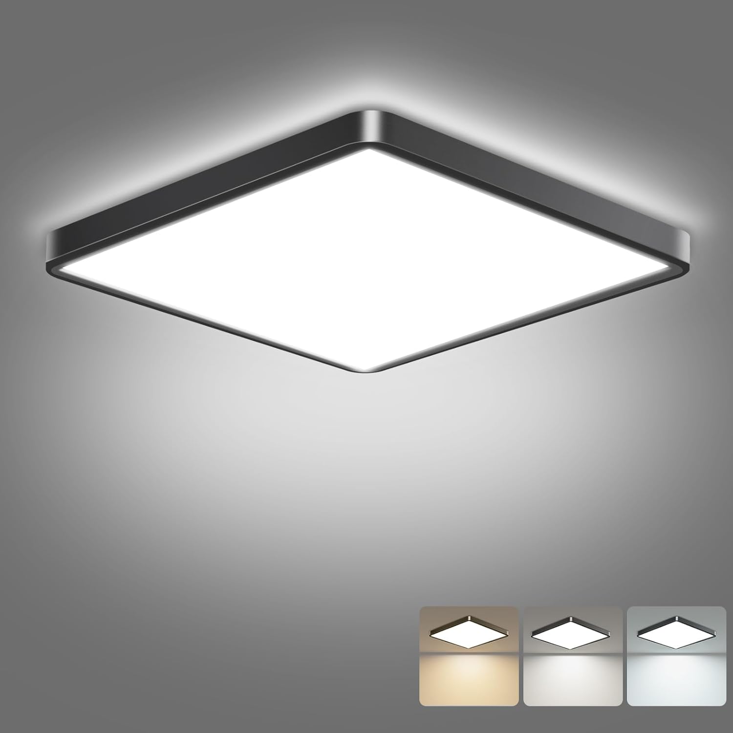 black sqaure ceiling light 28w