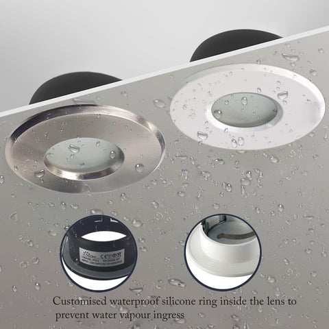 4X 5W IP65 Waterproof LED Recessed Ceiling Lights, Warm White 3000K 430LM, Suitable for Bathroom and Kitchen Spotlights (Including GU10 Lamp Holder) White Downlight Cut-Out 68Mm