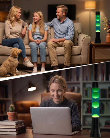 15.35" Liquid Motion Lamp, Green Wax, Blue Liquid | Relaxing Mood Light for Adults and Kids, Night Light for Home Decor, Christmas Gift