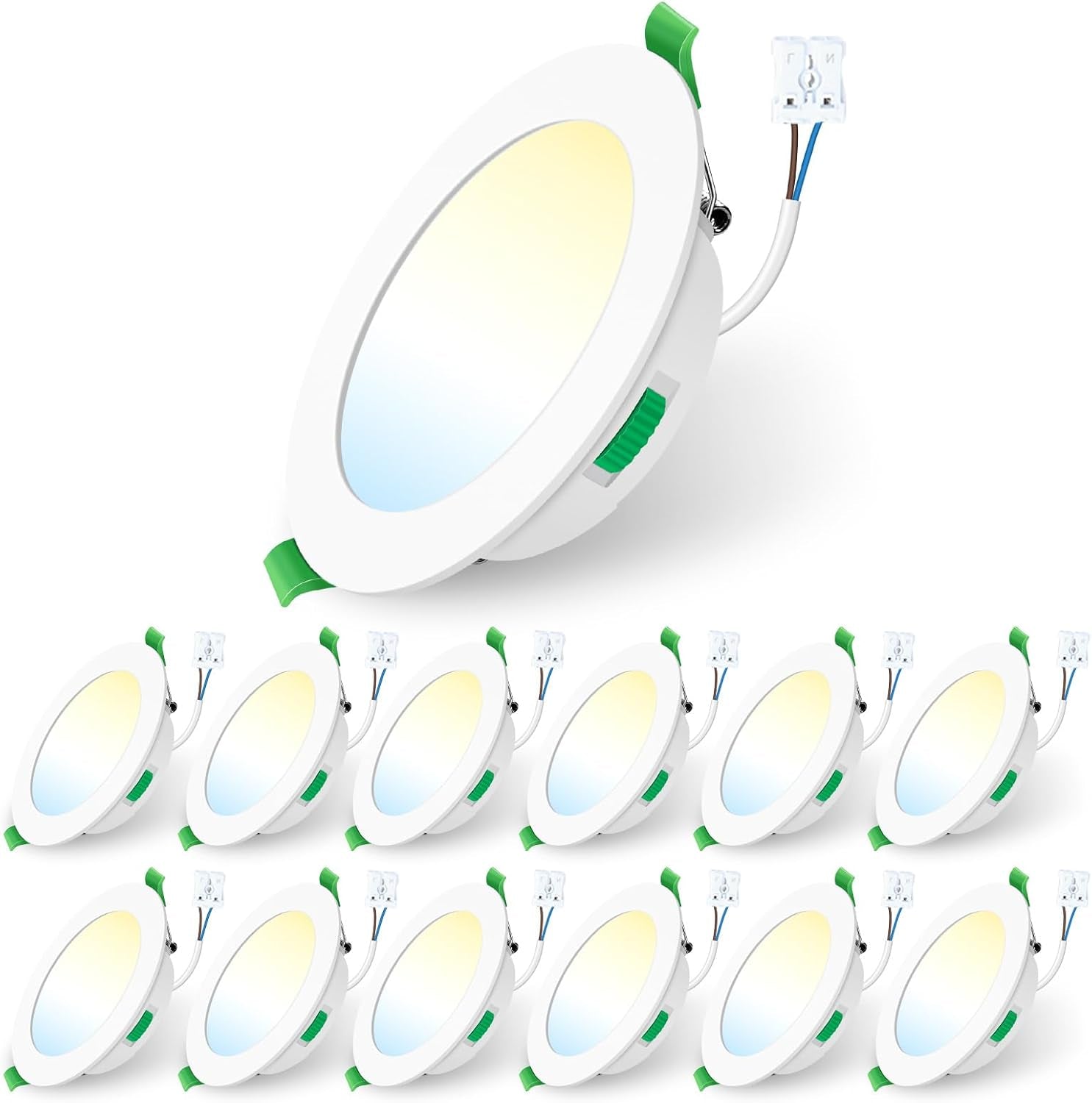12 Pack LED Recessed Ceiling Lights Dimmable Suitable for Bathroom. | 7W 580LM 90-100Mm Cutout,Led Spot AC 220-240V,3CCT 3000K 4000K 6500K Adjustable,Ip44 Waterproof,Nickel