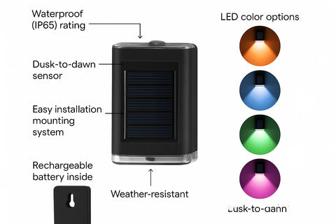 4X Colourful Solar Fence Lights – LED Outdoor Garden Lamps