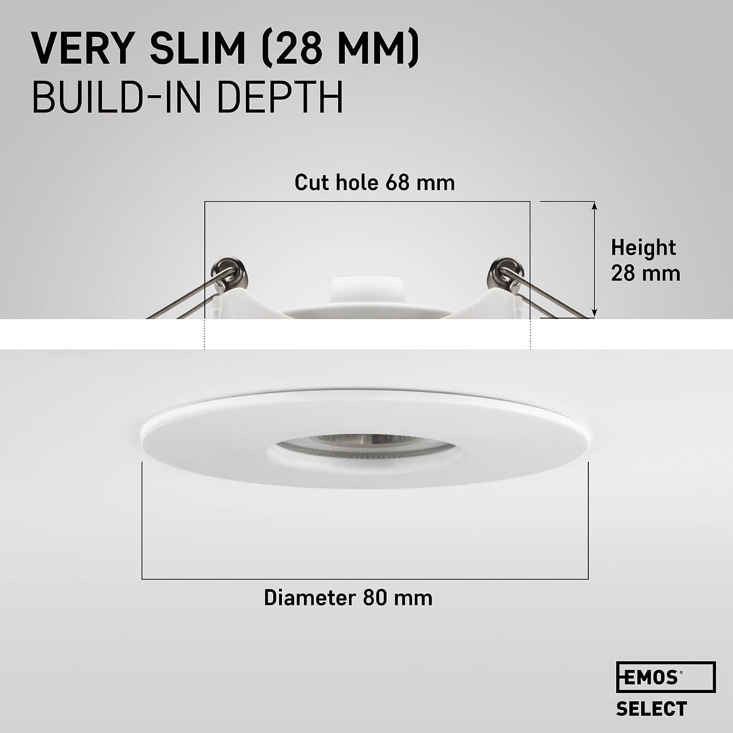 Bathroom Spot Lights Ceiling LED Waterproof IP44 | Spotlight 5W, 370Lm, 3000K Warm White, 220-240V Powered | Pack of 12 Recessed LED Downlights Ceiling for Outdoor Hallway, Soffit Etc., White
