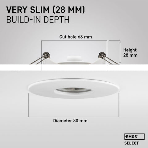 Bathroom Spot Lights Ceiling LED Waterproof IP44 | Spotlight 5W, 370Lm, 3000K Warm White, 220-240V Powered | Pack of 12 Recessed LED Downlights Ceiling for Outdoor Hallway, Soffit Etc., White