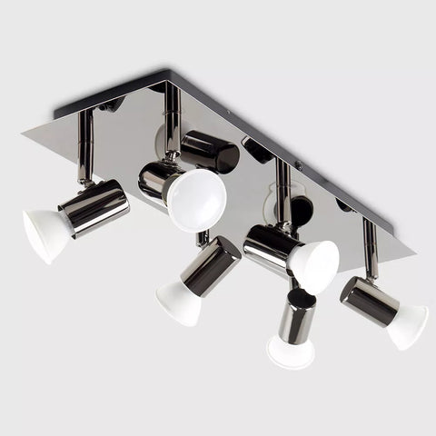 6 Way Ceiling Spot Light Fitting LED GU10 Adjustable Kitchen Spotlight Bar Lamp
