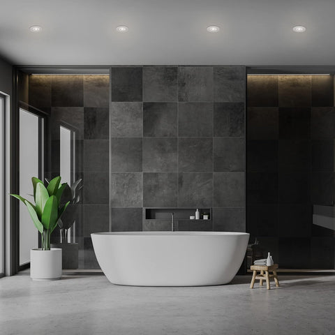 - Set of 4 Recessed Ceiling Lights, Dimmable, Ultra-Flat LED Recessed Lights, Bathroom Recessed Spotlight, Bathroom Recessed Spot IP44, Matt Chrome, 90X25Mm (Dxh)