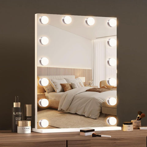 Vanity Mirror Lights Kits, 12 Bulbs Hollywood Style LED Makeup Lights with USB Cable, 3 Colour Changing & 9-Level Brightness, Make up Light for Dressing Table Room, Bathroom