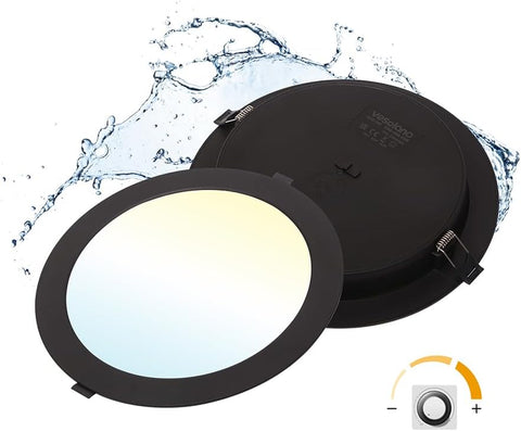 6 Pack Dimmable LED Downlights 18W, 3CCT, Black, Square, Cutout 145-160Mm | LED Spotlight Ceiling 150Mm, 1600LM, IP44, 3000K/4000K/6000K Adjustable, LED Recessed Ceiling Light for Bathroom