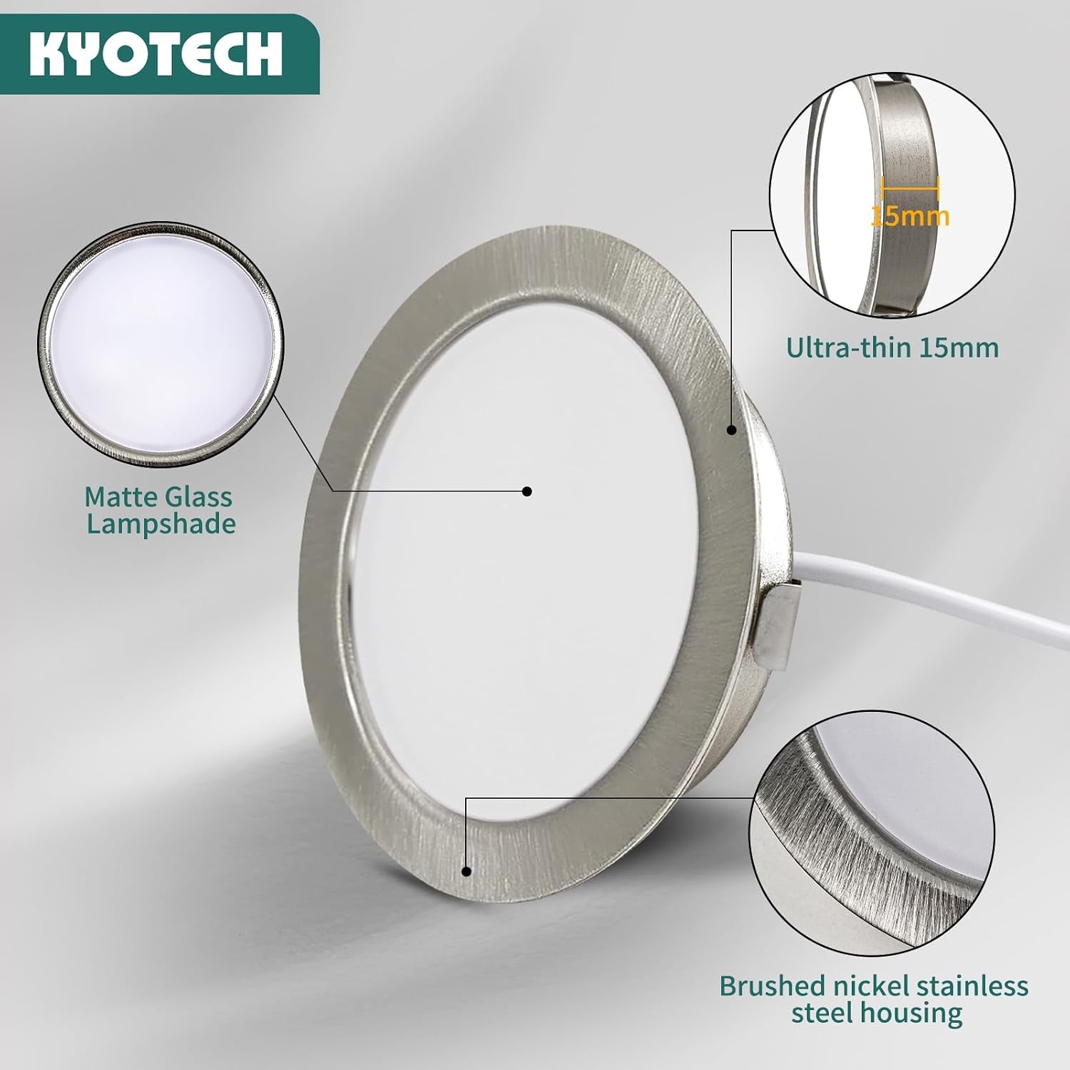 LED Furniture Lights 230V, 4W LED IP44 G4 20Mm Recessed Spotlights for Flat Furniture 3000K/4000K/6000K Kitchen Hood, Bathroom Recessed Spotlight (Nickel, Set of 6)