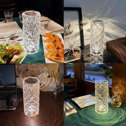 Rechargeable Rose Diamond LED Table Lamp Stylish Bedside Light