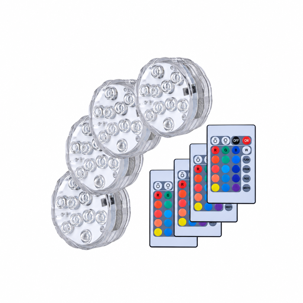 4 Pieces Submersible LED Lights – Waterproof Colour Changing Underwater Lights with Remote Control for Ponds, Weddings, Parties & Festive Décor