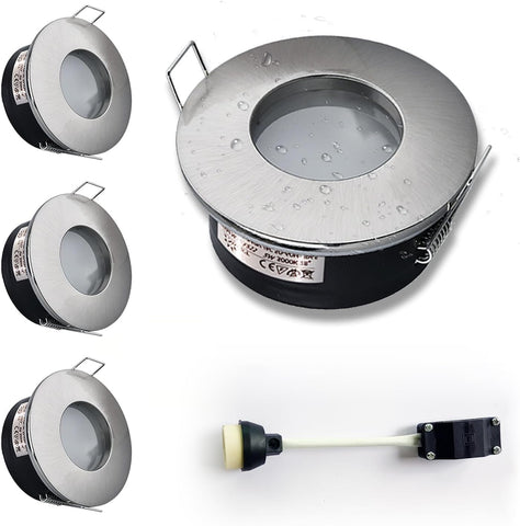 LED Downlights 5W, GU10 IP65 Bathroom Spotlights 3000K Warm White, 430LM Waterproof Recessed Ceiling Lights for Shower, Kitchen, Cut Out 68-75Mm 4 Pack