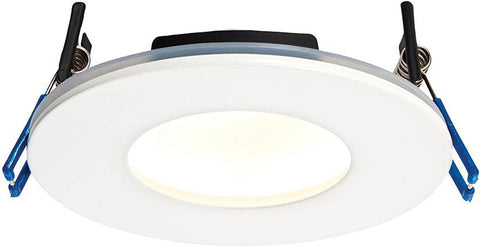 Saxby Orbitalplus Fire Rated Downlight - Dimmable Recessed LED Ceiling Light in Matt White Finish - IP65 Downlights for Bathroom, Shower, Kitchen - 9W LED Module (SMD 2835) Warm White 3000K Colour