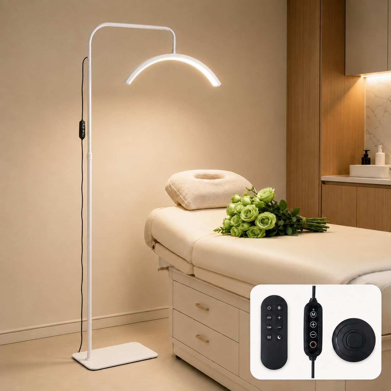 Half Moon Lamp 48W Lash Light,Dimmable Beauty Salon Lights | Beauty Salon Lights Floor Standing,Tattoo Lights,Lash Light,Led Arc Floor Lamp for Eyelash Extensions, Skincare, Eyebrows