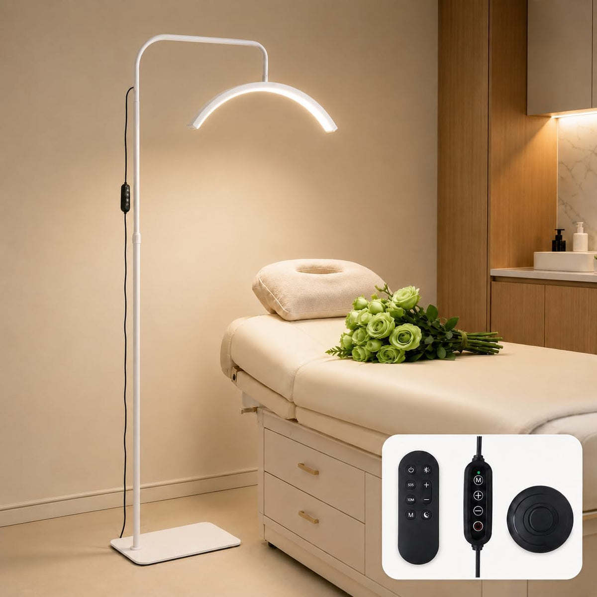 Half Moon Lamp 48W Lash Light,Dimmable Beauty Salon Lights | Beauty Salon Lights Floor Standing,Tattoo Lights,Lash Light,Led Arc Floor Lamp for Eyelash Extensions, Skincare, Eyebrows