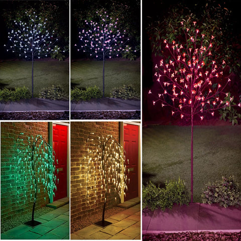 128 LED Outdoor Blossom Tree Lights with Cherry Blossom Design – IP65 Waterproof Solar Powered Garden Decoration Warm White
