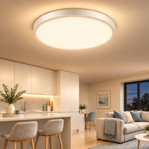 48W Round LED Ceiling Light – Flush Mount Modern Ceiling Lamp for Bedrooms, Living Rooms, Kitchens & Hallways - A warmer way to light the rooms you actually relax in