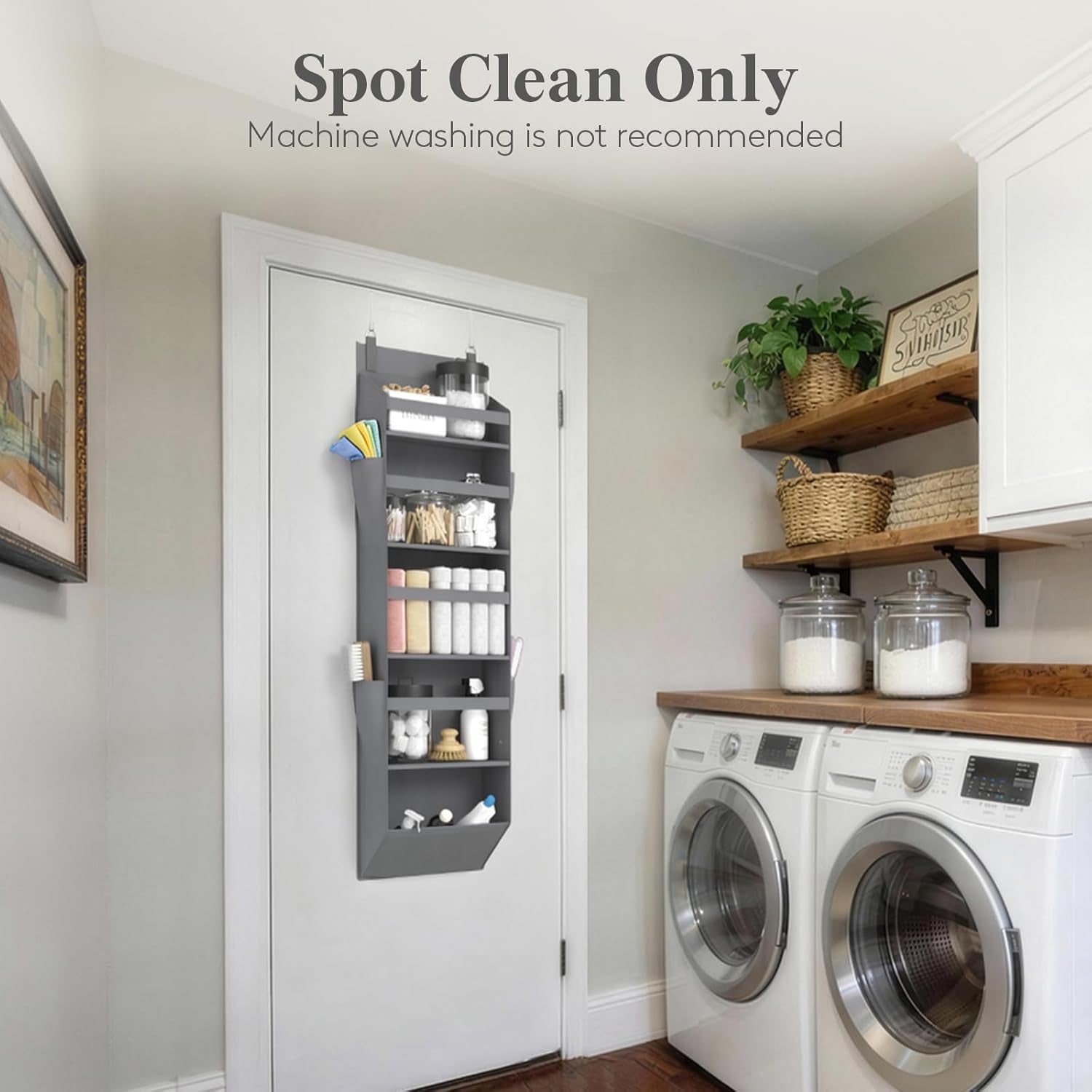 1 Pack over the Door Organiser 5 Section Hanging Storage, Dark Gray