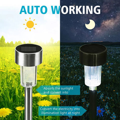 10Pcs Solar Power LED Stake Lights – Waterproof Outdoor Garden Lights