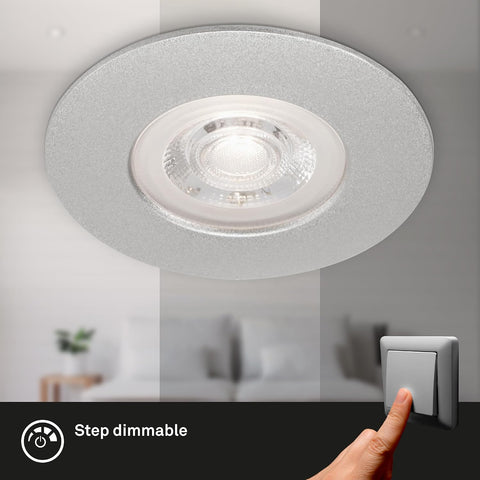 - Set of 4 Recessed Ceiling Lights, Dimmable, Ultra-Flat LED Recessed Lights, Bathroom Recessed Spotlight, Bathroom Recessed Spot IP44, Matt Chrome, 90X25Mm (Dxh)