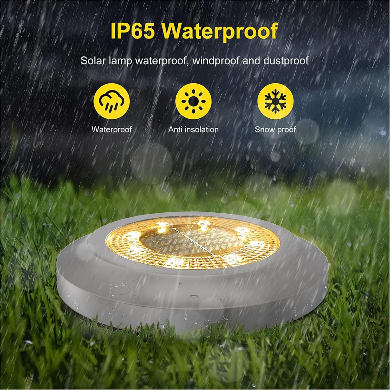 Solar Lights Outdoor Garden,600Mah 8 LED Solar Disk Ground Lights for Garden Lawn Pathway Yard Landscape Walkway（8 Pack Warm White）