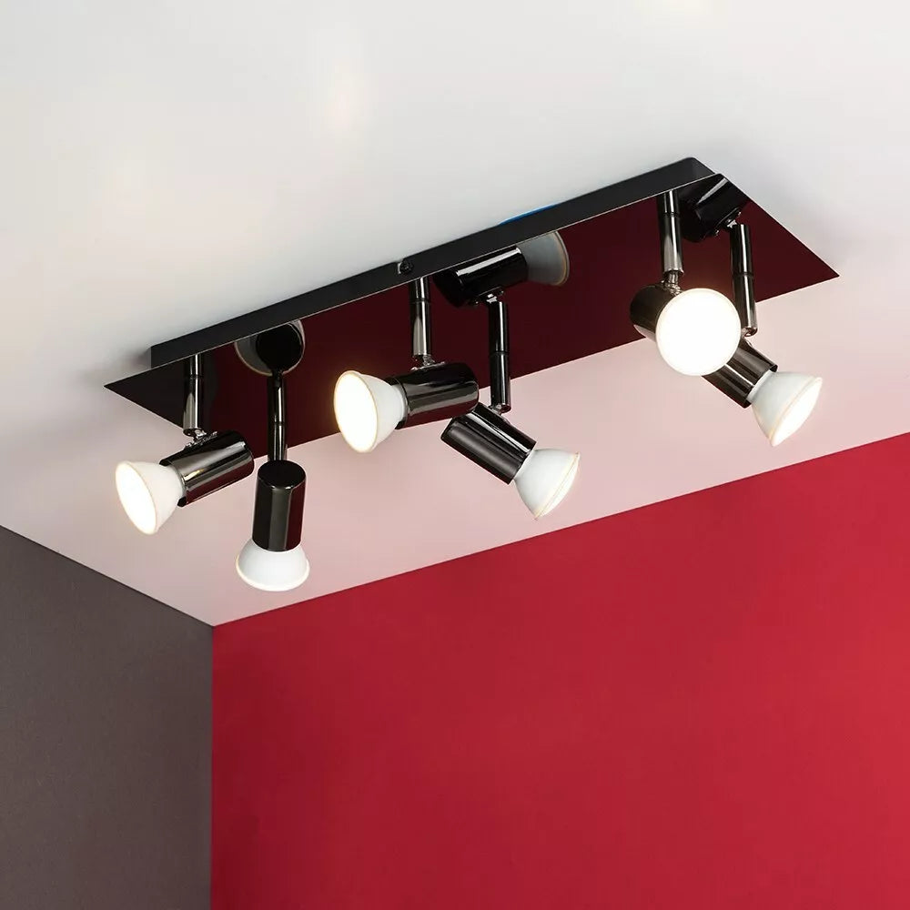 6 Way Ceiling Spot Light Fitting LED GU10 Adjustable Kitchen Spotlight Bar Lamp