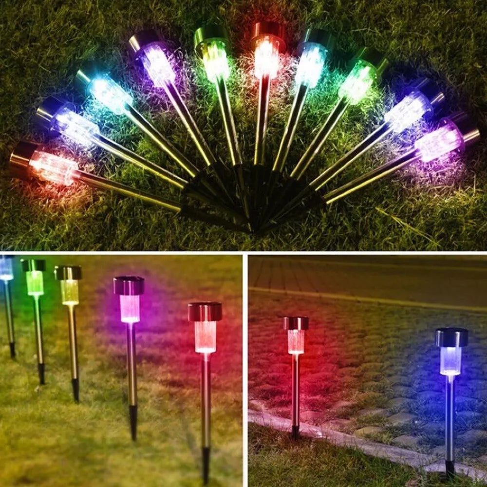 10Pcs Solar Power LED Stake Lights – Waterproof Outdoor Garden Lights