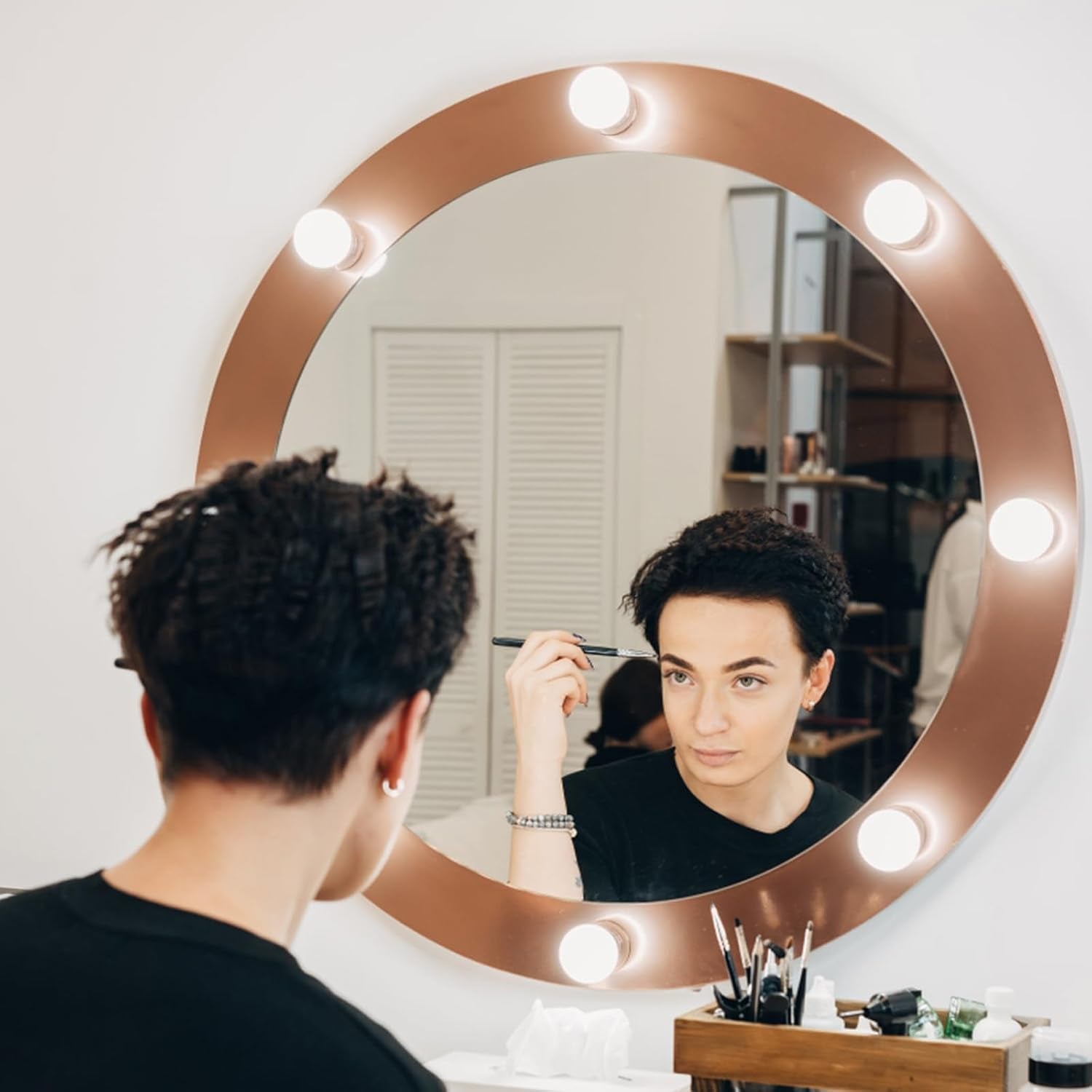 Dimmable Vanity Mirror Lights Kits, 10 Bulbs Hollywood Style LED Makeup Lights, 3 Colour Changing & Brightness Adjustable, LED Make up Light for Dressing Table Room, Bathroom, Bedroom (Pink)
