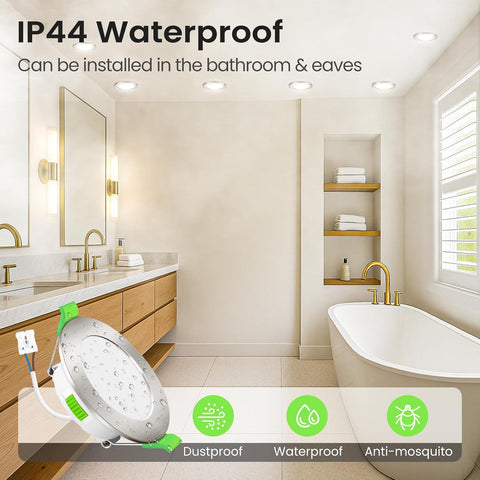 12 Pack LED Recessed Ceiling Lights Dimmable Suitable for Bathroom. | 7W 580LM 90-100Mm Cutout,Led Spot AC 220-240V,3CCT 3000K 4000K 6500K Adjustable,Ip44 Waterproof,Nickel