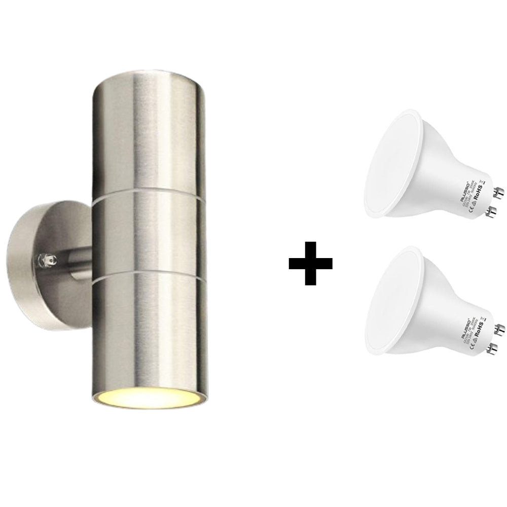 Modern Stainless Steel Up Down Double Wall Spot Light IP65 Outdoor - thelights4u.com