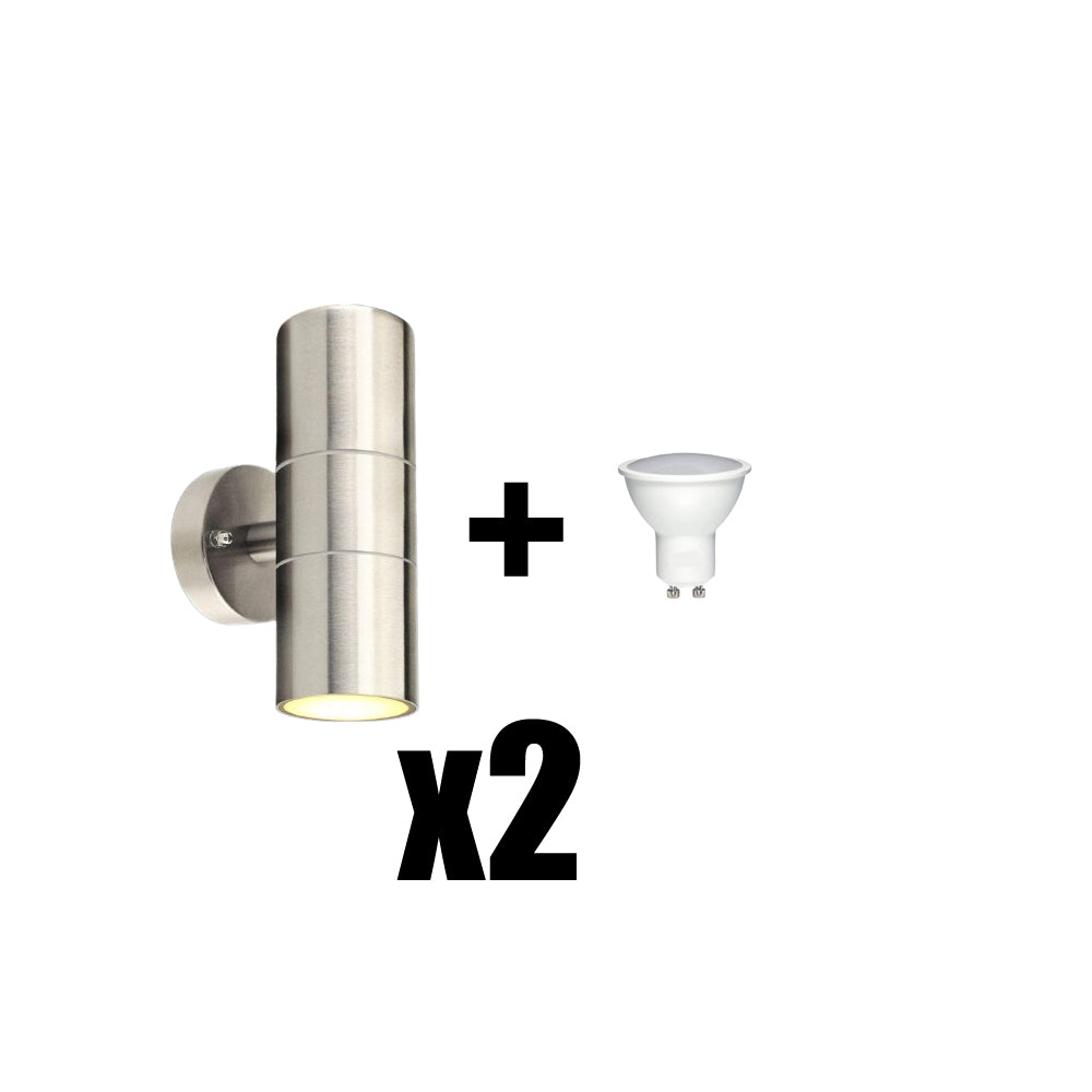 Modern Stainless Steel Up Down Double Wall Spot Light IP65 Outdoor - thelights4u.com