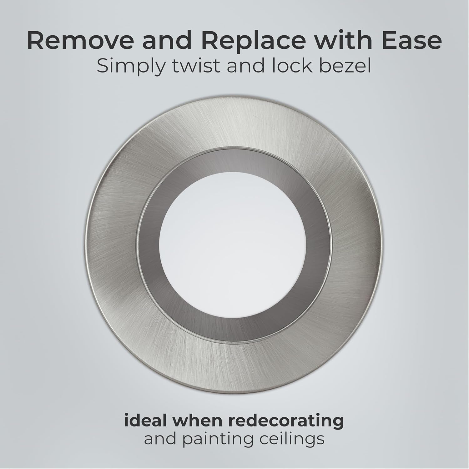 Recessed Bezel for Downlights, Slim Profile, Ftype MK2, Ftype Essence, Ftype Ultra, LED Downlight Accessories, Brushed Steel, 76Mm Cut-Out, FTBZRBS