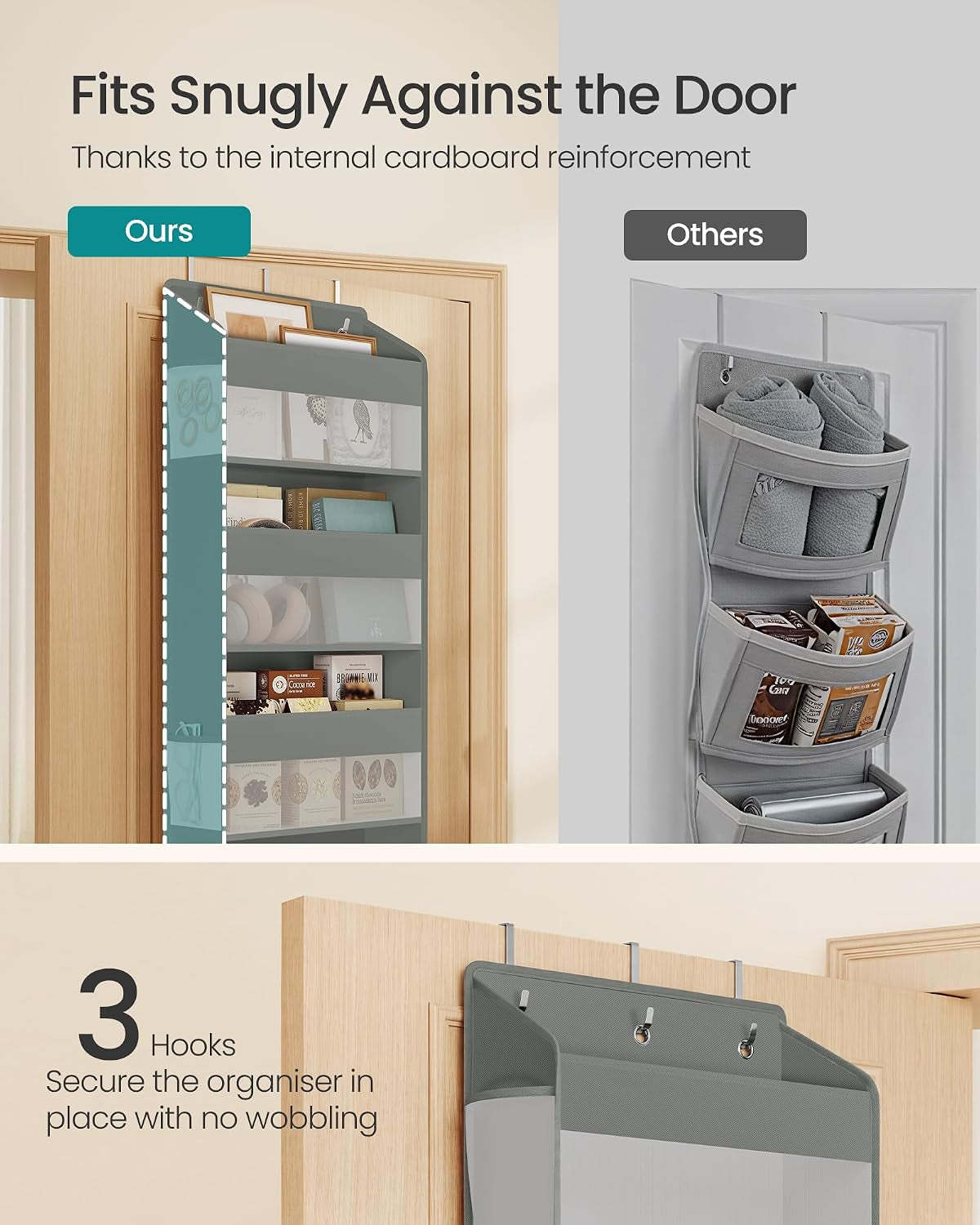 Over-The-Door Organiser, 5-Compartment Foldable Hanging Shelf