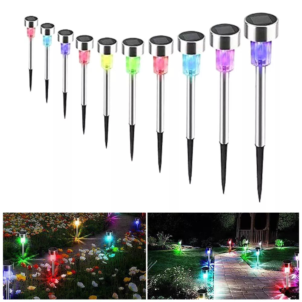 10Pcs Solar Power LED Stake Lights – Waterproof Outdoor Garden Lights