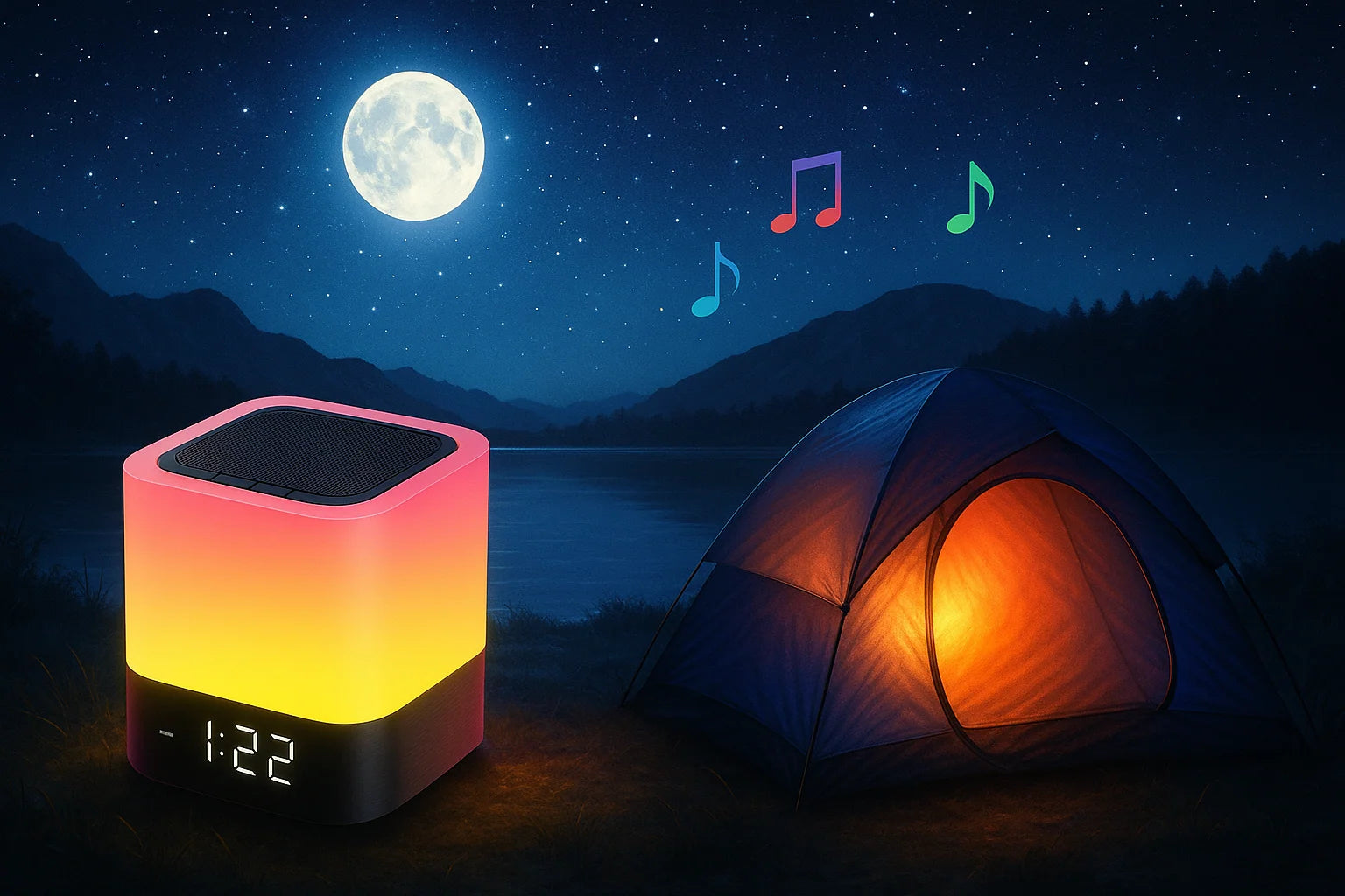 Wireless Bluetooth Speaker with Touch Control Bedside Lamp