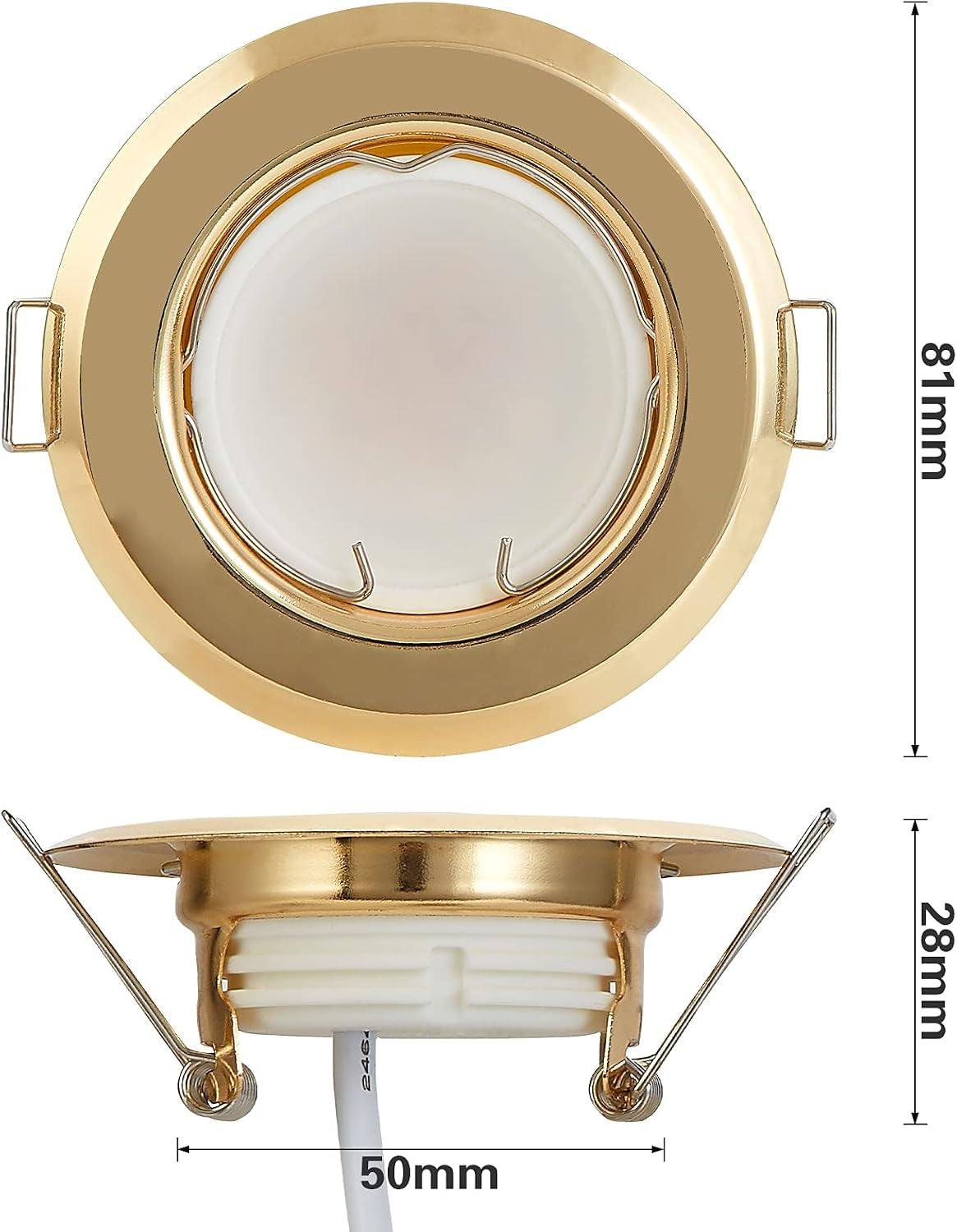 Flat LED Recessed Spotlight Ultra Flat Gold with LED Spot Module 230V I 3 W 320 Lumen I 120° Beam Angle I Dimmable I 55Mm Cut Out I Recessed Light round (Pack of 3 - Warm White)