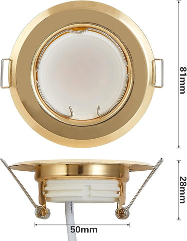 Flat LED Recessed Spotlight Ultra Flat Gold with LED Spot Module 230V I 3 W 320 Lumen I 120° Beam Angle I Dimmable I 55Mm Cut Out I Recessed Light round (Pack of 3 - Warm White)