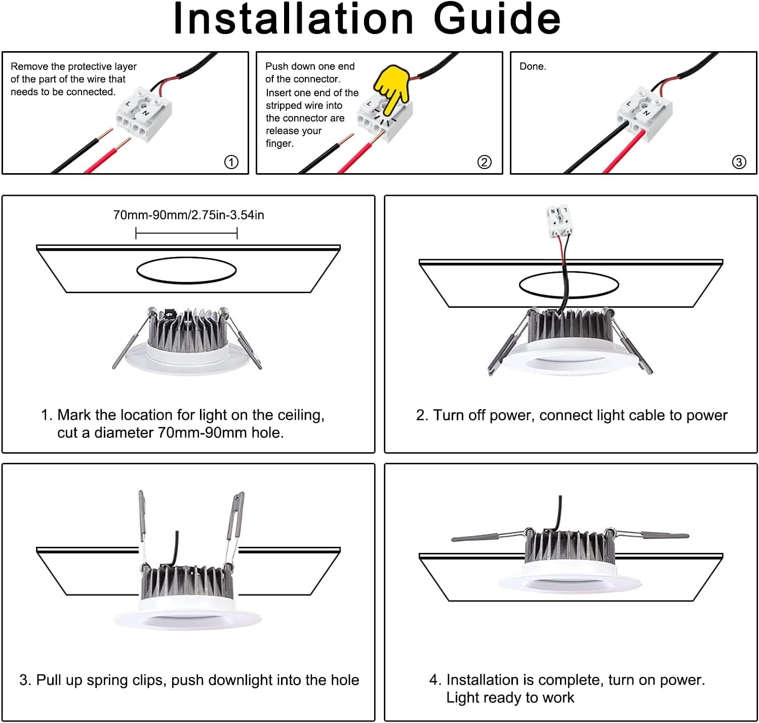 Recessed LED Ceiling Light, IP65 Soffit Bathroom Lights, 7W Waterproof Spotlights Downlight for Bathroom Shower Kitchen, Cut Φ70-90Mm Hole, 6 Pack [6000K Cool White]